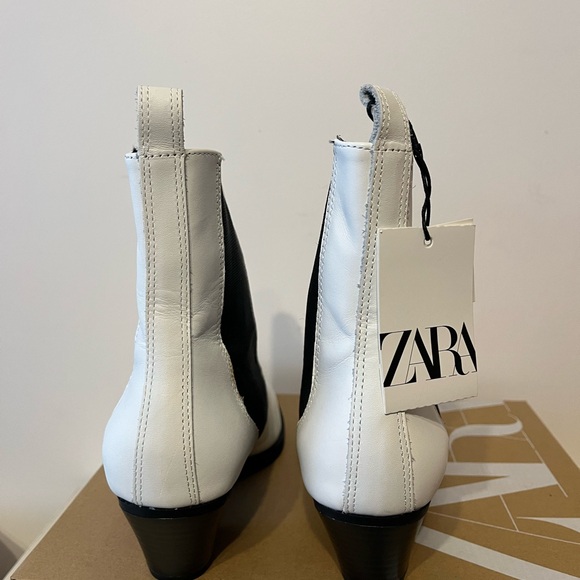 ZARA Women's White and Black Ankle Boots - Picture 4 of 4